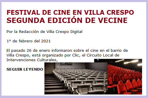 FESTIVAL DE CINE EN VILLA CRESPO